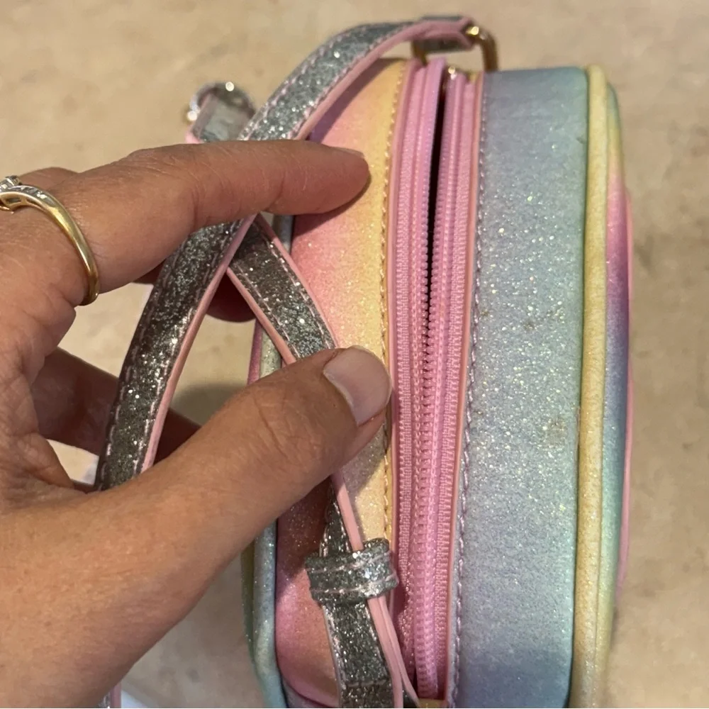 New Mipasties Heart Rainbow Glitter Crossbody Purse | Kids Mini Bag